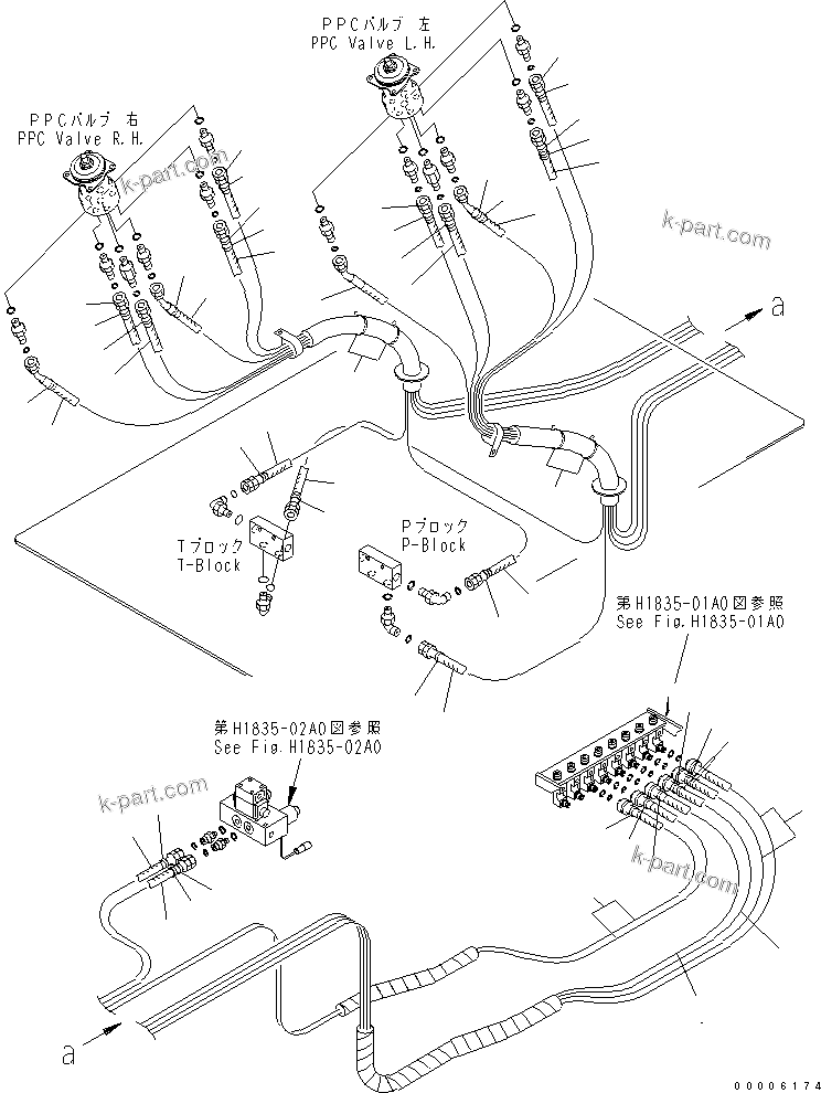Komatsu parts book diagram for PC800-7 S/N 40001-UP (Overseas Version): FLOOR FRAME (PPC HOSE) (2/2)