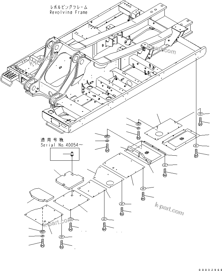 Komatsu parts book diagram for PC800-7 S/N 40001-UP (Overseas Version): UNDER COVER (HEAVY DUTY) (REVOLVING FRAME) (L.H.)