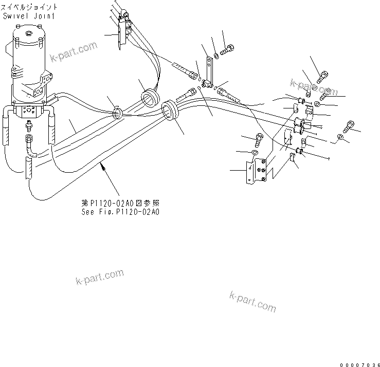 Komatsu parts book diagram for PC800-7 S/N 40001-UP (Overseas Version): TRAVEL PIPING (CENTER FRAME SIDE)