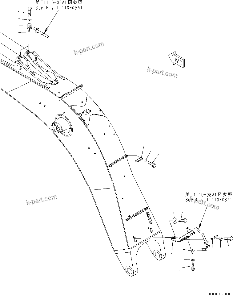 Komatsu parts book diagram for PC800-7 S/N 40001-UP (Overseas Version): BOOM (8.2M) (ARM CYLINDER PIPING) (2/2) (FOR BACKHOE)