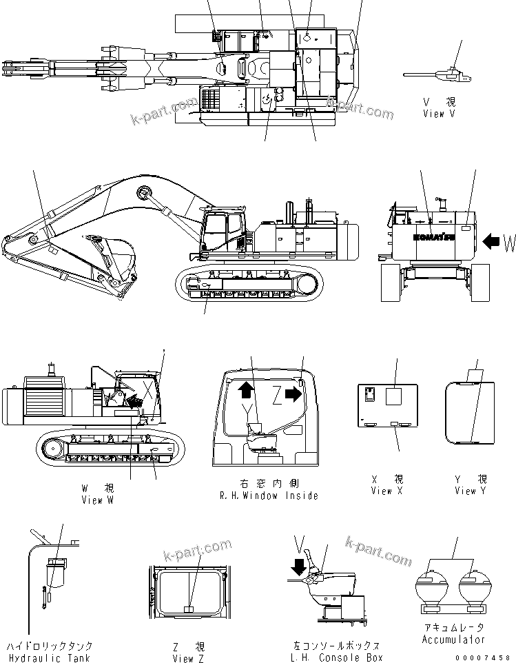 Komatsu parts book diagram for PC800-7 S/N 40001-UP (Overseas Version): MARKS AND PLATES (OPERATING AND CAUTION PLATE) (CHINESE)