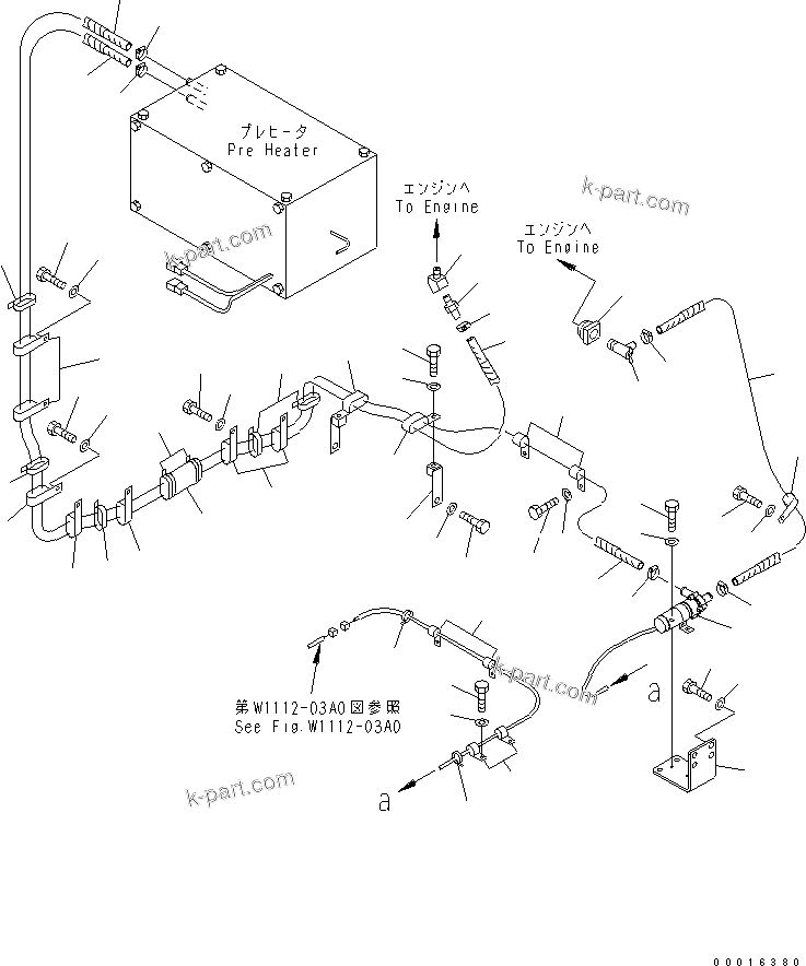 Komatsu parts book diagram for PC800-7 S/N 40001-UP (Overseas Version): COLD WEATHER SPEC. (WATER PUMP PIPING)