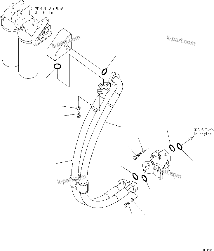 Komatsu parts book diagram for PC800SE-8 S/N 50001-UP (ecot3): ENGINE MOUNTING (OIL FILTER PIPING) (HOSE)(#50001-55000)