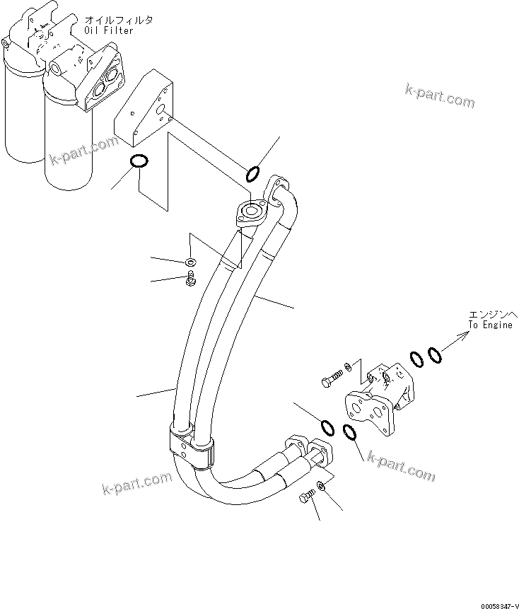 Komatsu parts book diagram for PC800SE-8 S/N 50001-UP (ecot3): ENGINE MOUNTING (OIL FILTER PIPING) (HOSE)(#55011-)