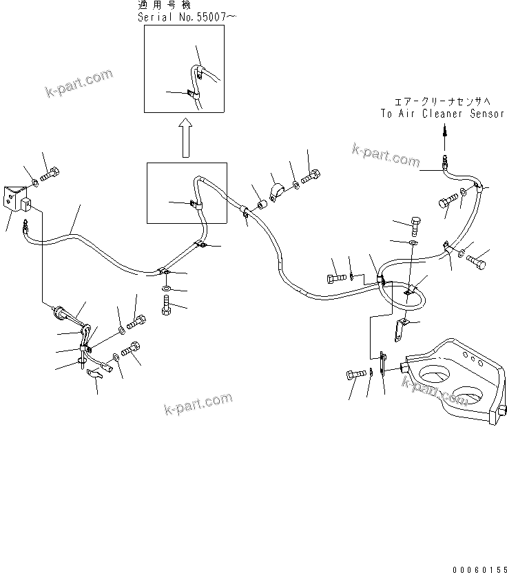 Komatsu parts book diagram for PC800SE-8 S/N 50001-UP (ecot3): ENGINE MOUNTING (AIR CLEANER SENSOR)(#55001-55045)