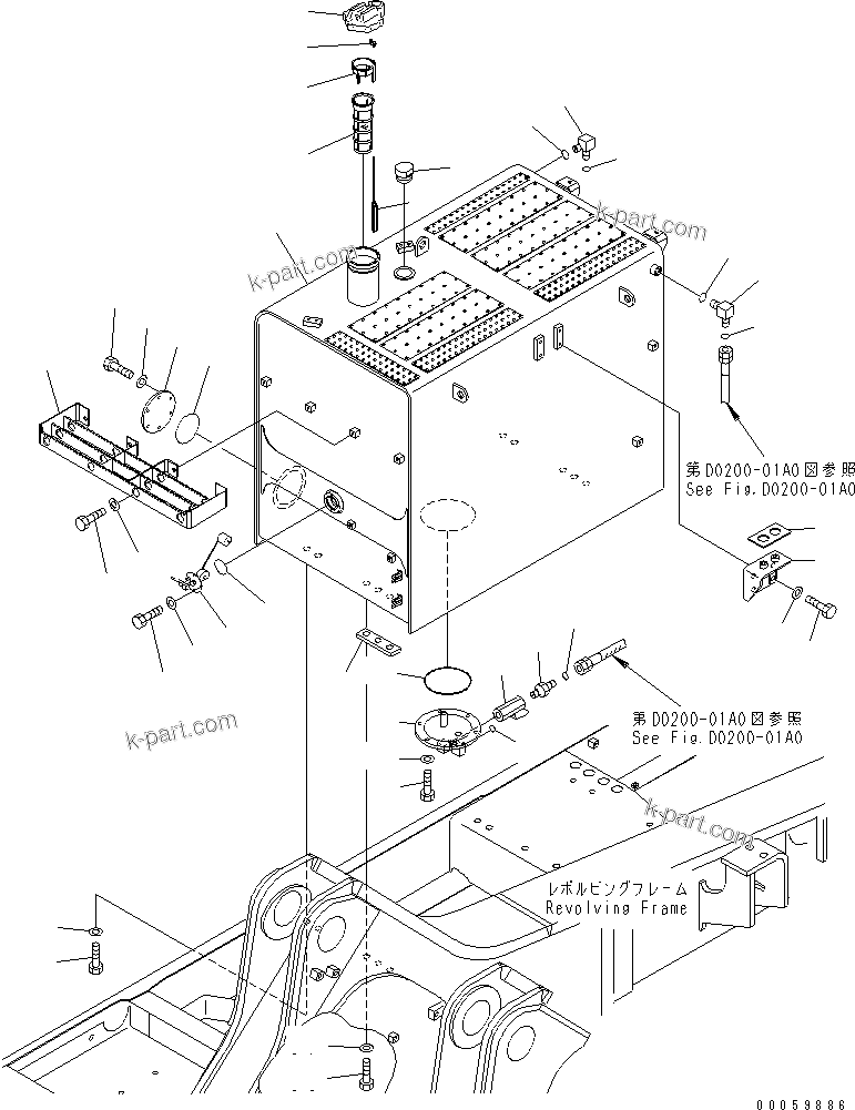 Komatsu parts book diagram for PC800SE-8 S/N 50001-UP (ecot3): FUEL TANK (FOR QUICK CHARGE)(#55001-55067)