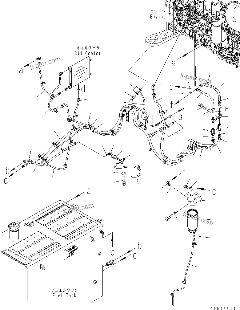 Komatsu parts book diagram for PC800SE-8 S/N 50001-UP (ecot3): FUEL PIPING (FILTER AND HOSE)(#55001-55045)