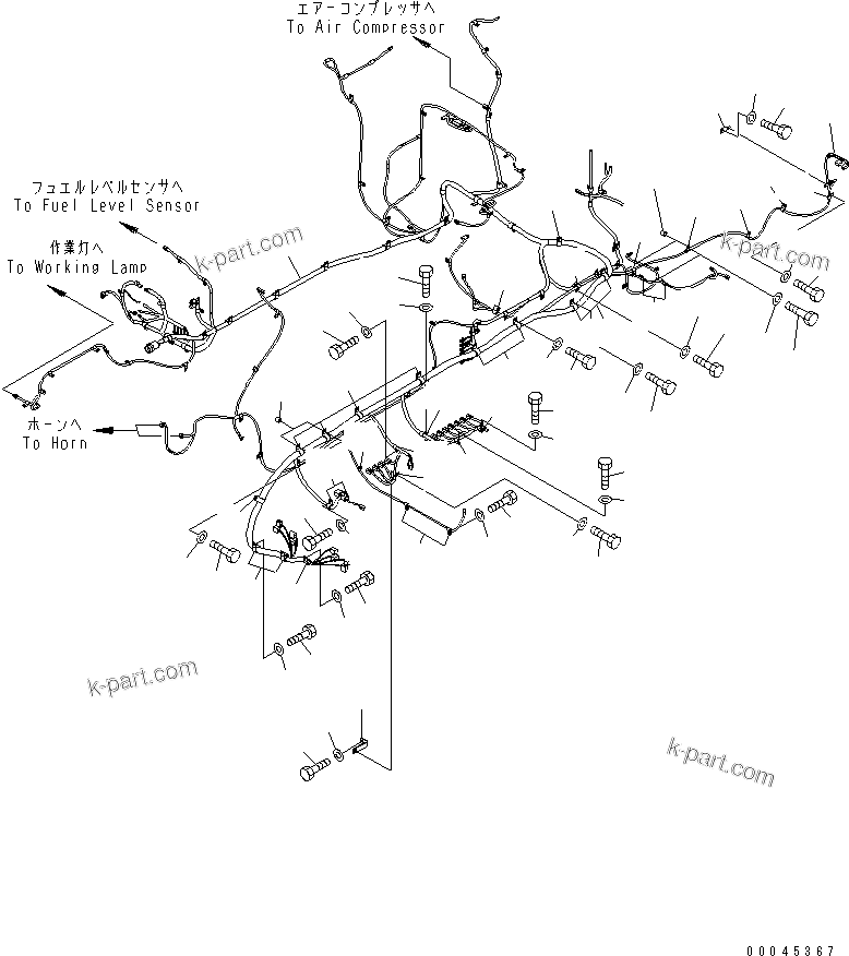 Komatsu parts book diagram for PC800SE-8 S/N 50001-UP (ecot3): WIRING HARNESS (MAIN HARNESS) (HARNESS AND CLIP) (LEFT DECK) (1/2)(#50004-55000)