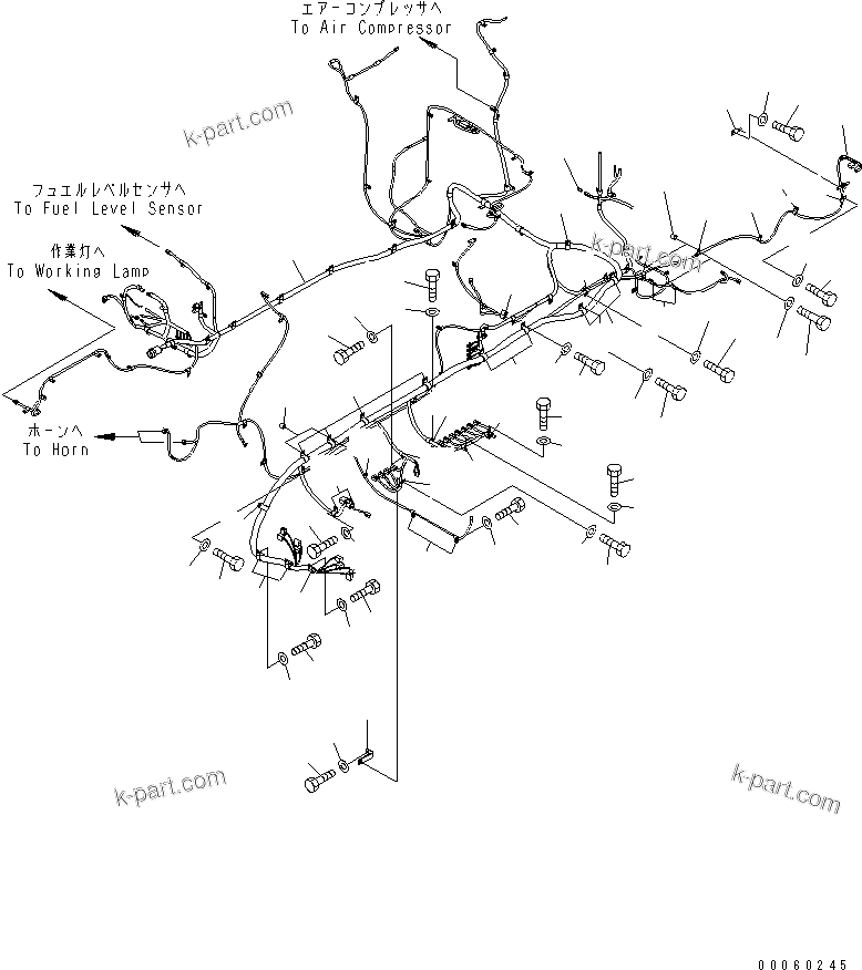 Komatsu parts book diagram for PC800SE-8 S/N 50001-UP (ecot3): WIRING HARNESS (MAIN HARNESS) (HARNESS AND CLIP) (LEFT DECK) (1/2)(#55001-)