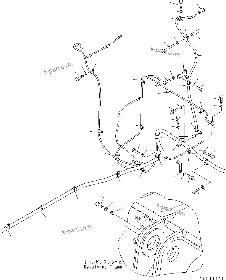 Komatsu parts book diagram for PC800SE-8 S/N 50001-UP (ecot3): WIRING HARNESS (MAIN HARNESS) (CLIP) (RIGHT DECK) (REAR)(#50001-50003)