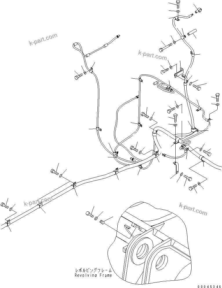Komatsu parts book diagram for PC800SE-8 S/N 50001-UP (ecot3): WIRING HARNESS (MAIN HARNESS) (CLIP) (RIGHT DECK) (REAR)(#50004-)