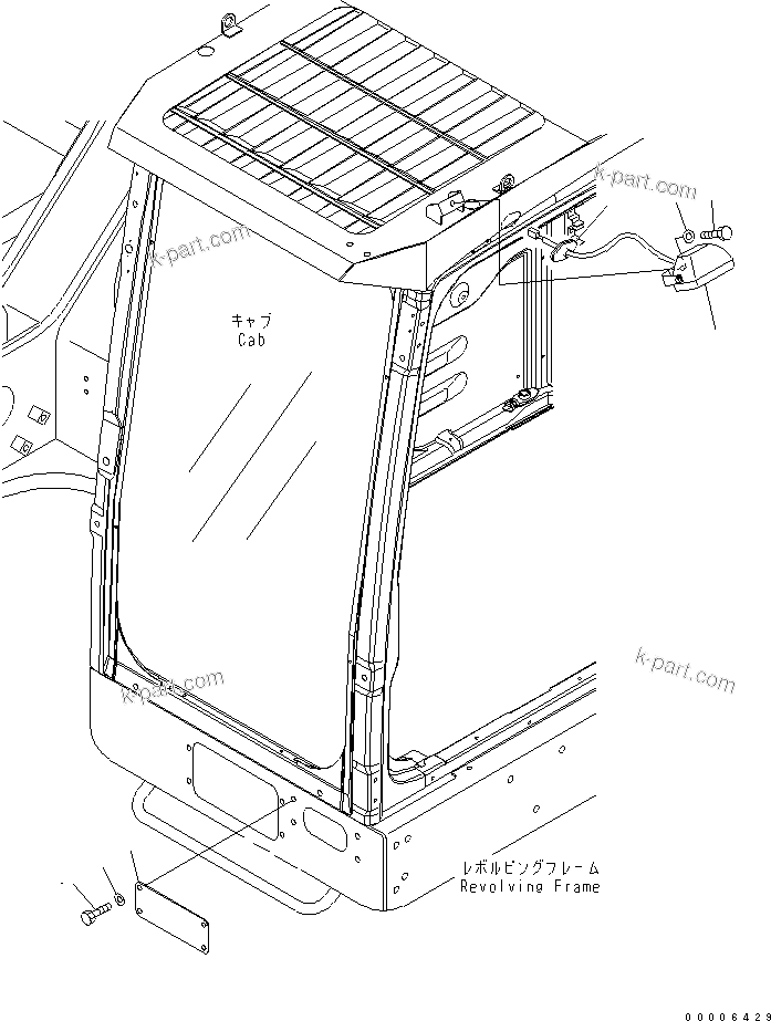 Komatsu parts book diagram for PC800SE-8 S/N 50001-UP (ecot3): STEP LAMP (WITH TOP GUARD)