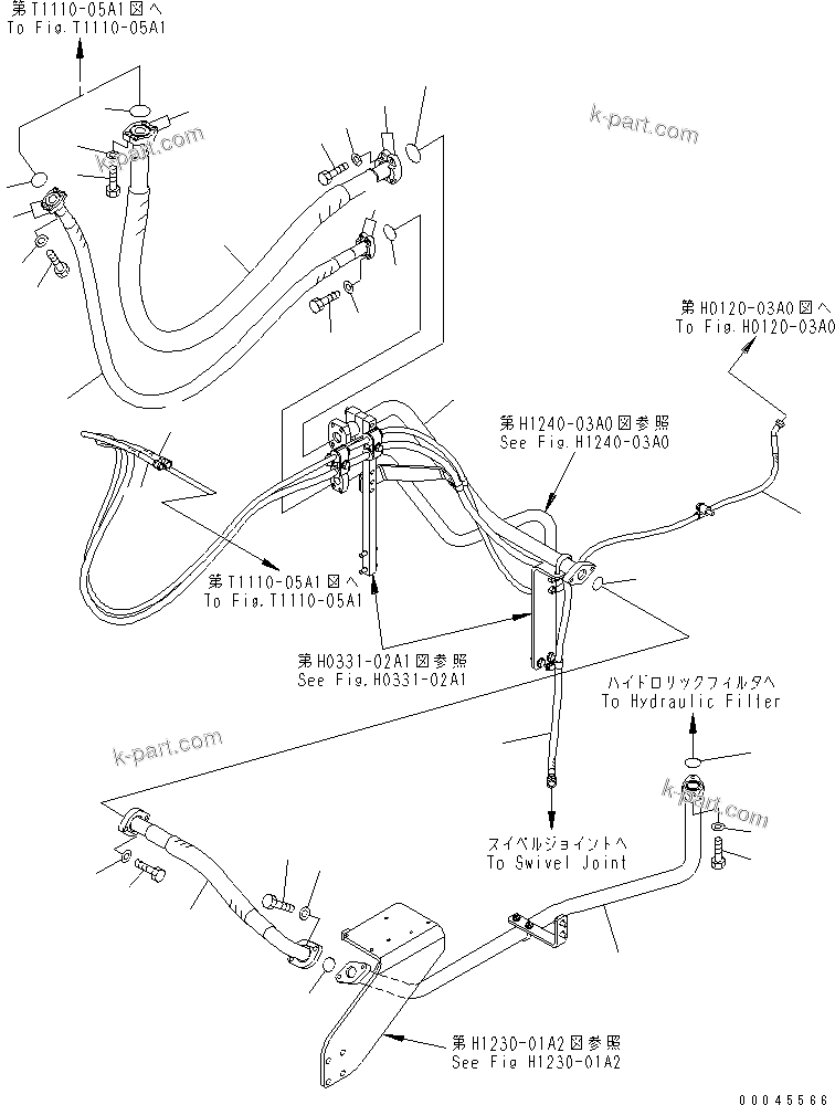 Komatsu parts book diagram for PC800SE-8 S/N 50001-UP (ecot3): QUICK RETURN PIPING (HOSE) (WITH DRIFT PREVENTION VALVE)