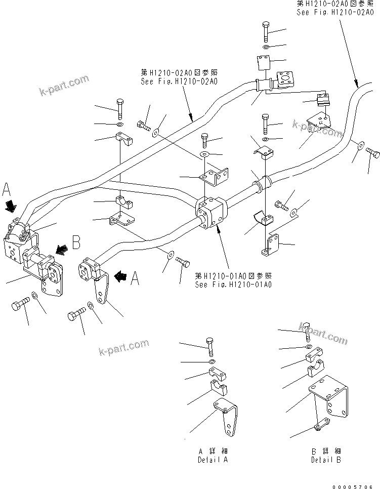 Komatsu parts book diagram for PC800SE-8 S/N 50001-UP (ecot3): VALVE DELIVERY PIPING (BOOM) (BRACKET SIDE)