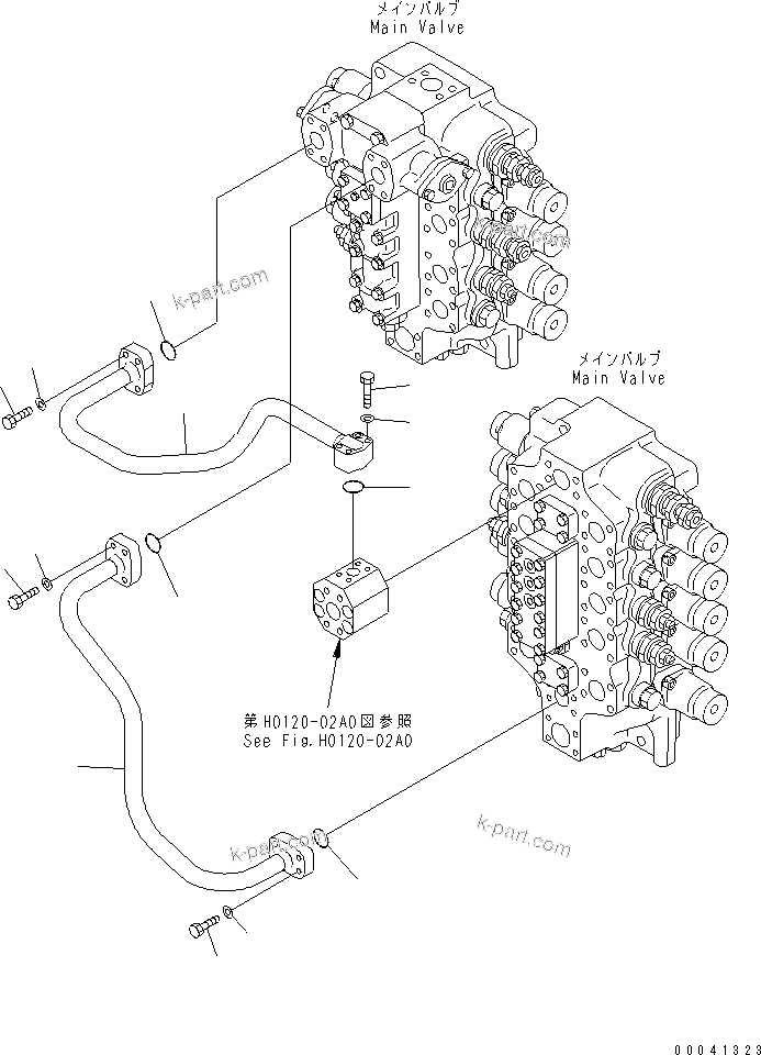 Komatsu parts book diagram for PC800SE-8 S/N 50001-UP (ecot3): VALVE DELIVERY PIPING (STRAIGHT TRAVEL)