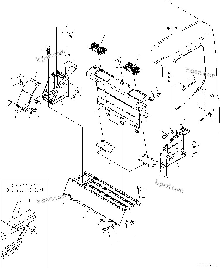 Komatsu parts book diagram for PC800SE-8 S/N 50001-UP (ecot3): SEAT REAR COVER