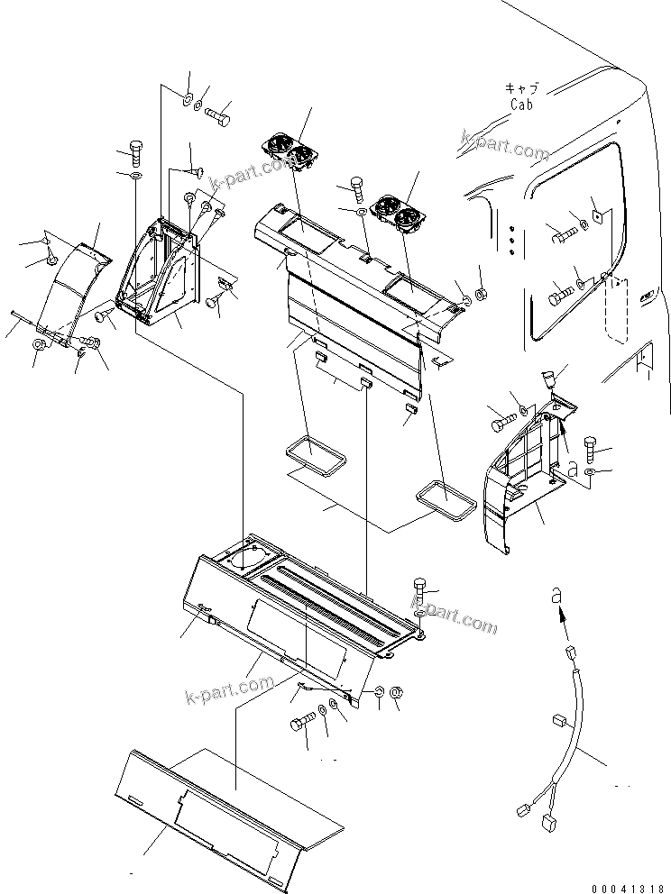 Komatsu parts book diagram for PC800SE-8 S/N 50001-UP (ecot3): SEAT REAR COVER (BIG WIND AIR CONDITIONER) (12V POWER SOURCE)