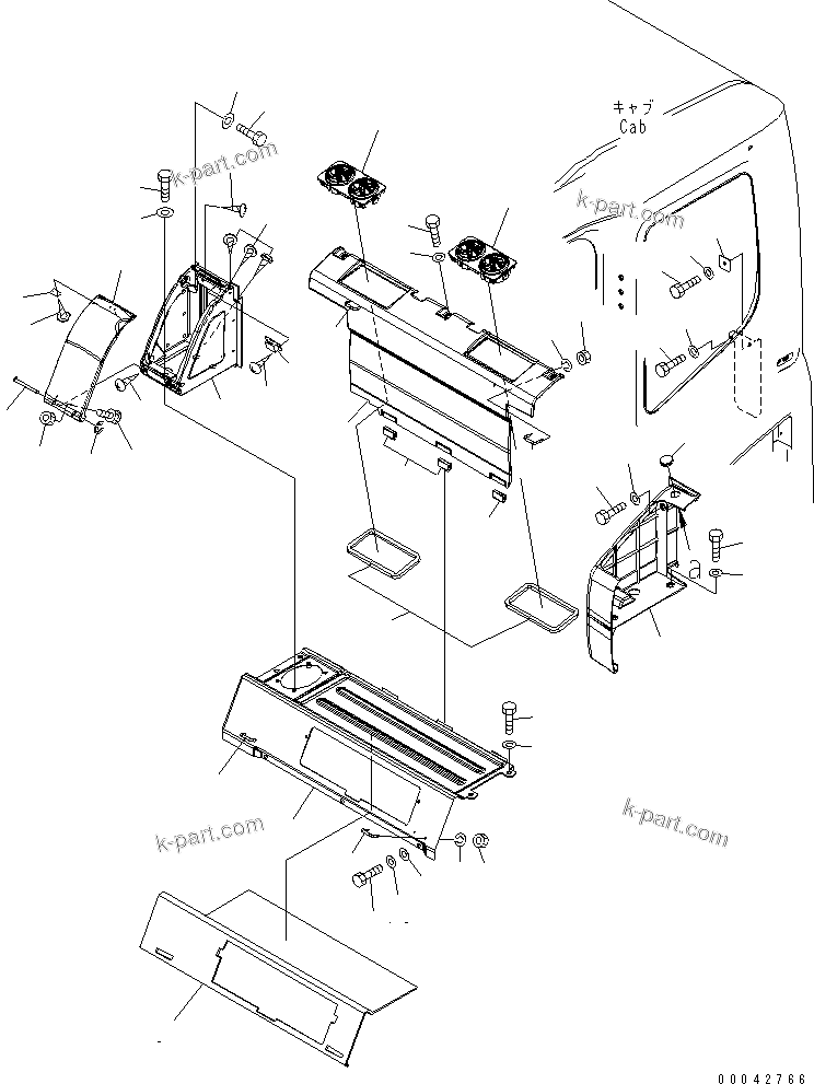 Komatsu parts book diagram for PC800SE-8 S/N 50001-UP (ecot3): SEAT REAR COVER (BIG WIND AIR CONDITIONER) (1/2)