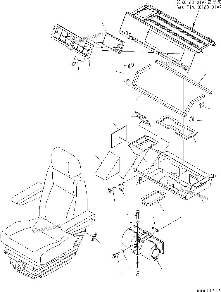 Komatsu parts book diagram for PC800SE-8 S/N 50001-UP (ecot3): SEAT REAR COVER (BIG WIND AIR CONDITIONER) (2/2)(#50001-55077)
