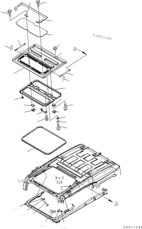 Komatsu parts book diagram for PC800SE-8 S/N 50001-UP (ecot3): FLOOR FRAME (OPERATOR'S CAB) (ROOF WINDOW)(#50001-55000)