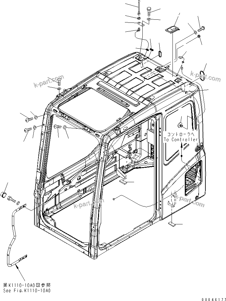 Komatsu parts book diagram for PC800SE-8 S/N 50001-UP (ecot3): FLOOR FRAME (OPERATOR'S CAB) (PLUG BOLT AND ANNTENA) (WITH KOMTRAX)(#55001-)