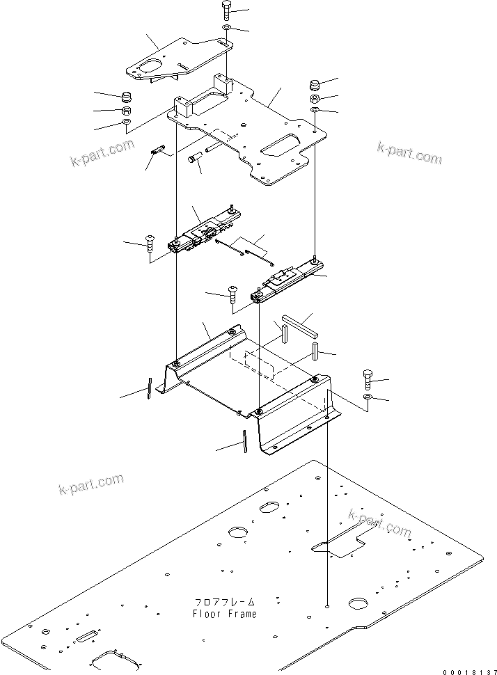 Komatsu parts book diagram for PC800SE-8 S/N 50001-UP (ecot3): FLOOR FRAME (OPERATOR'S CAB) (BASE)(#55001-55124)
