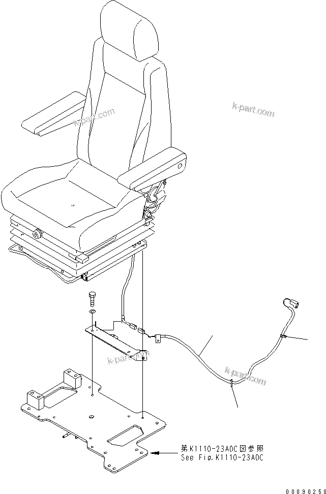 Komatsu parts book diagram for PC800SE-8 S/N 50001-UP (ecot3): FLOOR FRAME (OPERATOR'S CAB) (AIR SUSPENSION HARNESS)(#55180-)