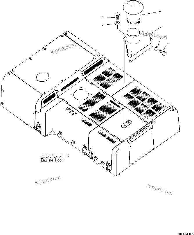 Komatsu parts book diagram for PC800SE-8 S/N 50001-UP (ecot3): HOOD (PIPE EXTENSION) (SANDY AND DUSTY TERRAIN SPEC.)(#55001-)