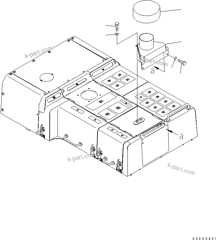 Komatsu parts book diagram for PC800SE-8 S/N 50001-UP (ecot3): HOOD (PIPE EXTENSION) (PRECLEANER) (SANDY AND DUSTY TERRAIN SPEC.)(#55001-)