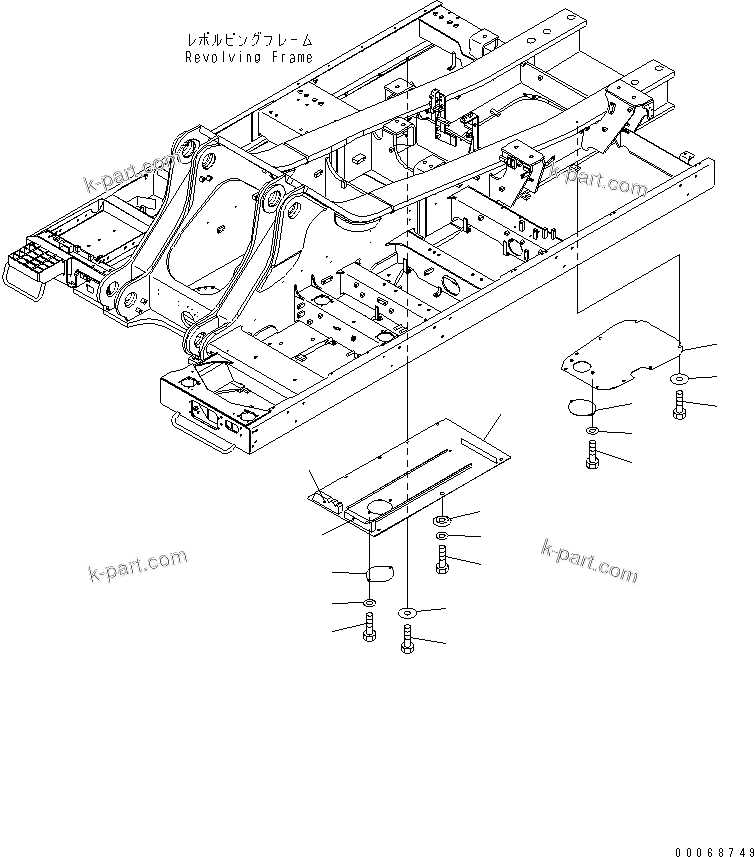 Komatsu parts book diagram for PC800SE-8 S/N 50001-UP (ecot3): UNDER COVER (REVOLVING FRAME) (CENTER AND R.H.)(#55043-)