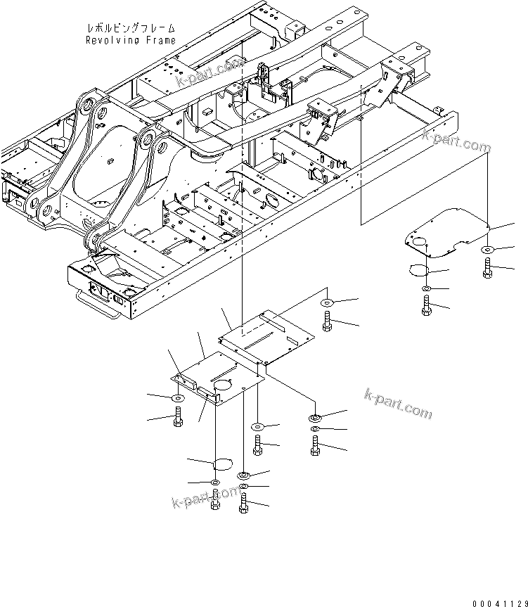 Komatsu parts book diagram for PC800SE-8 S/N 50001-UP (ecot3): UNDER COVER (HEAVY DUTY) (REVOLVING FRAME) (CENTER AND R.H.)(#55001-55042)