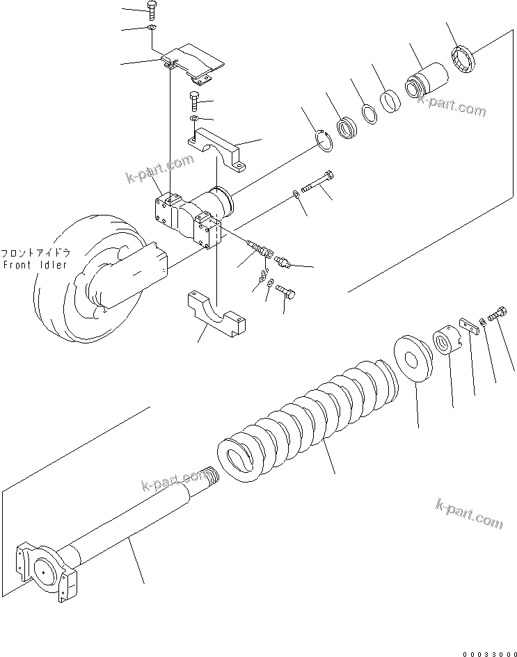 Komatsu parts book diagram for PC800SE-8 S/N 50001-UP (ecot3): TRACK FRAME (IDLER CUSHION) (IMPROVE OF RUST PREVENTION) (L.H.)(#55001-)