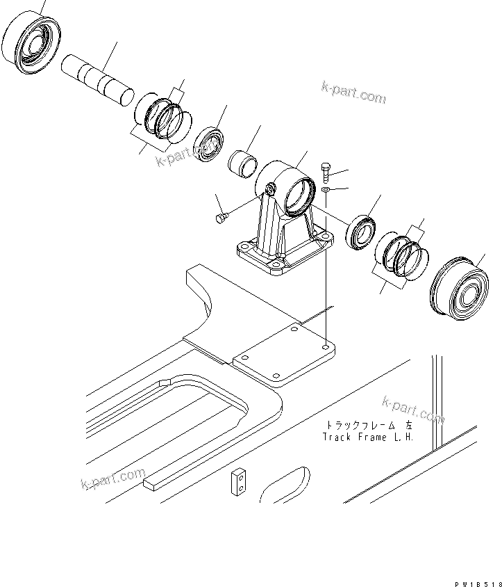 Komatsu parts book diagram for PC800SE-8 S/N 50001-UP (ecot3): TRACK FRAME (CARRIER ROLLER) (L.H.)