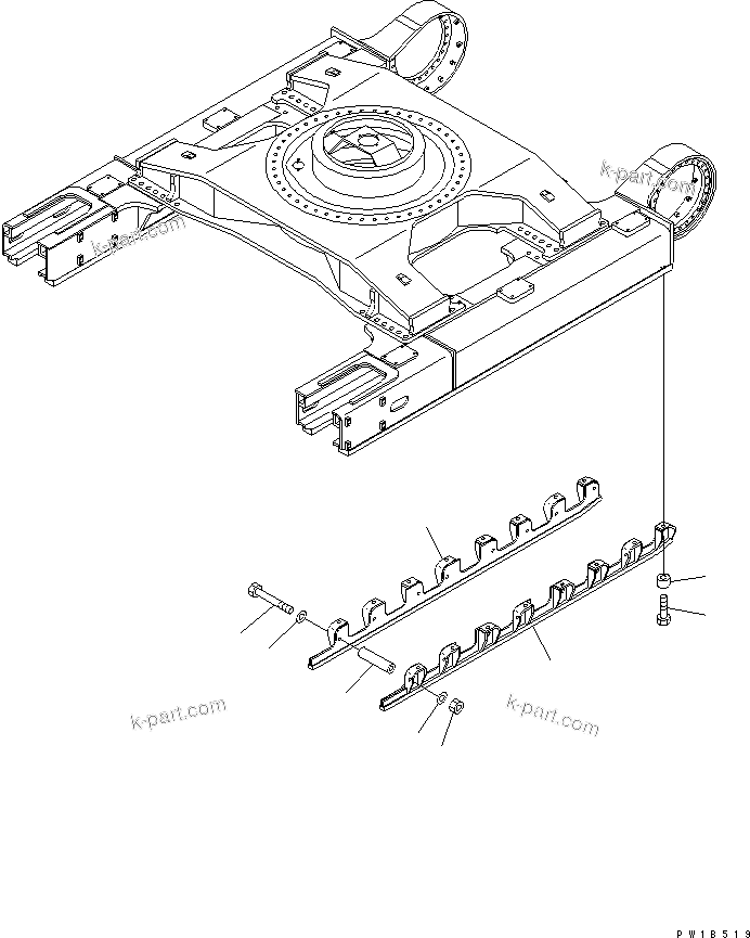 Komatsu parts book diagram for PC800SE-8 S/N 50001-UP (ecot3): TRACK FRAME (FULL ROLLER GUARD) (L.H.)