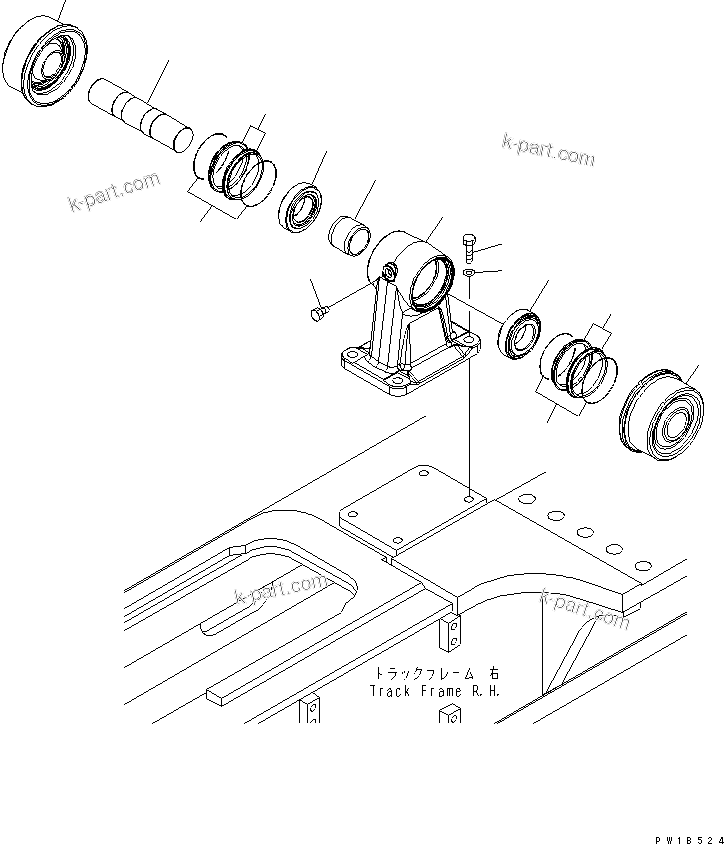 Komatsu parts book diagram for PC800SE-8 S/N 50001-UP (ecot3): TRACK FRAME (CARRIER ROLLER) (R.H.)
