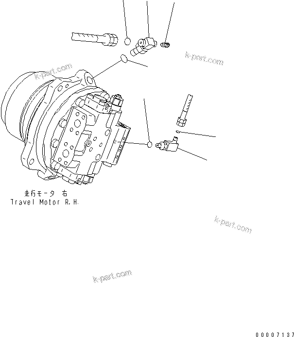 Komatsu parts book diagram for PC800SE-8 S/N 50001-UP (ecot3): TRACK FRAME (TRAVEL PIPING) (MOTOR SIDE) (R.H.)