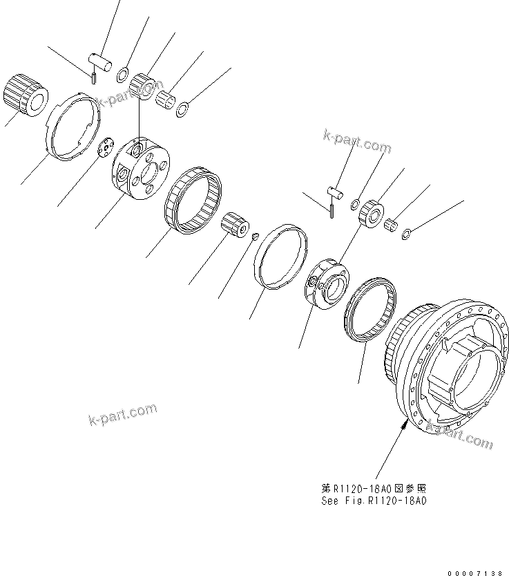 Komatsu parts book diagram for PC800SE-8 S/N 50001-UP (ecot3): TRACK FRAME (FINAL DRIVE) (1ST AND 2ND CARRIER) (R.H.)