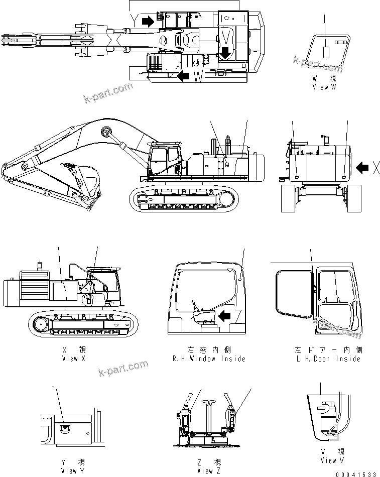 Komatsu parts book diagram for PC800SE-8 S/N 50001-UP (ecot3): MARKS AND PLATES (PLATE AND SYMBOL MARK) (ENGLISH) (SE)(#50001-50049)