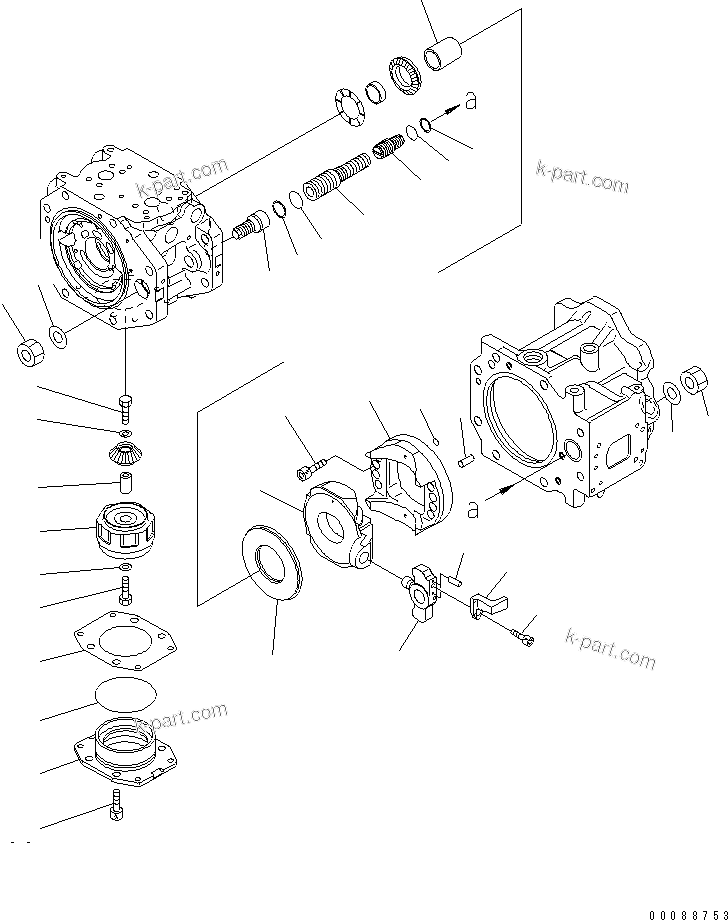 Komatsu parts book diagram for PC800SE-8 S/N 50001-UP (ecot3): MAIN PUMP (6/15)(#55222-)