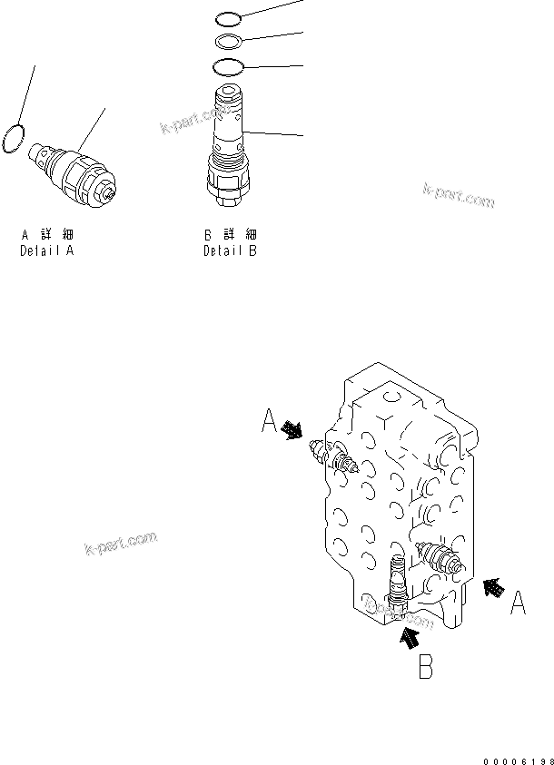 Komatsu parts book diagram for PC800SE-8 S/N 50001-UP (ecot3): MAIN VALVE (4-SPOOL) (FOR USA)   (3/7)