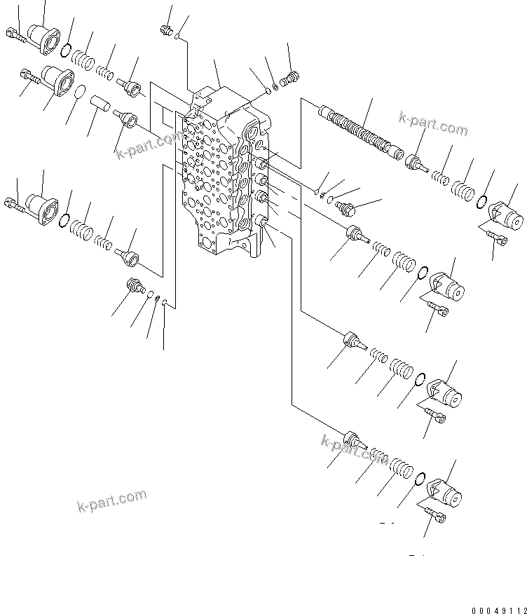 Komatsu parts book diagram for PC800SE-8 S/N 50001-UP (ecot3): MAIN VALVE (5-SPOOL) (FOR USA) (1/5)