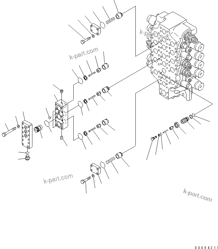 Komatsu parts book diagram for PC800SE-8 S/N 50001-UP (ecot3): MAIN VALVE (5-SPOOL) (2/5)
