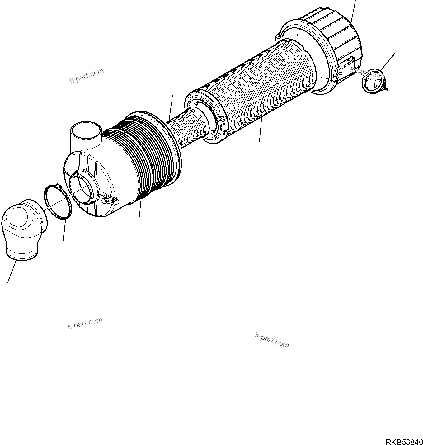 Komatsu parts book diagram for PC88MR-6 S/N F00003 AND UP: AIR FILTER