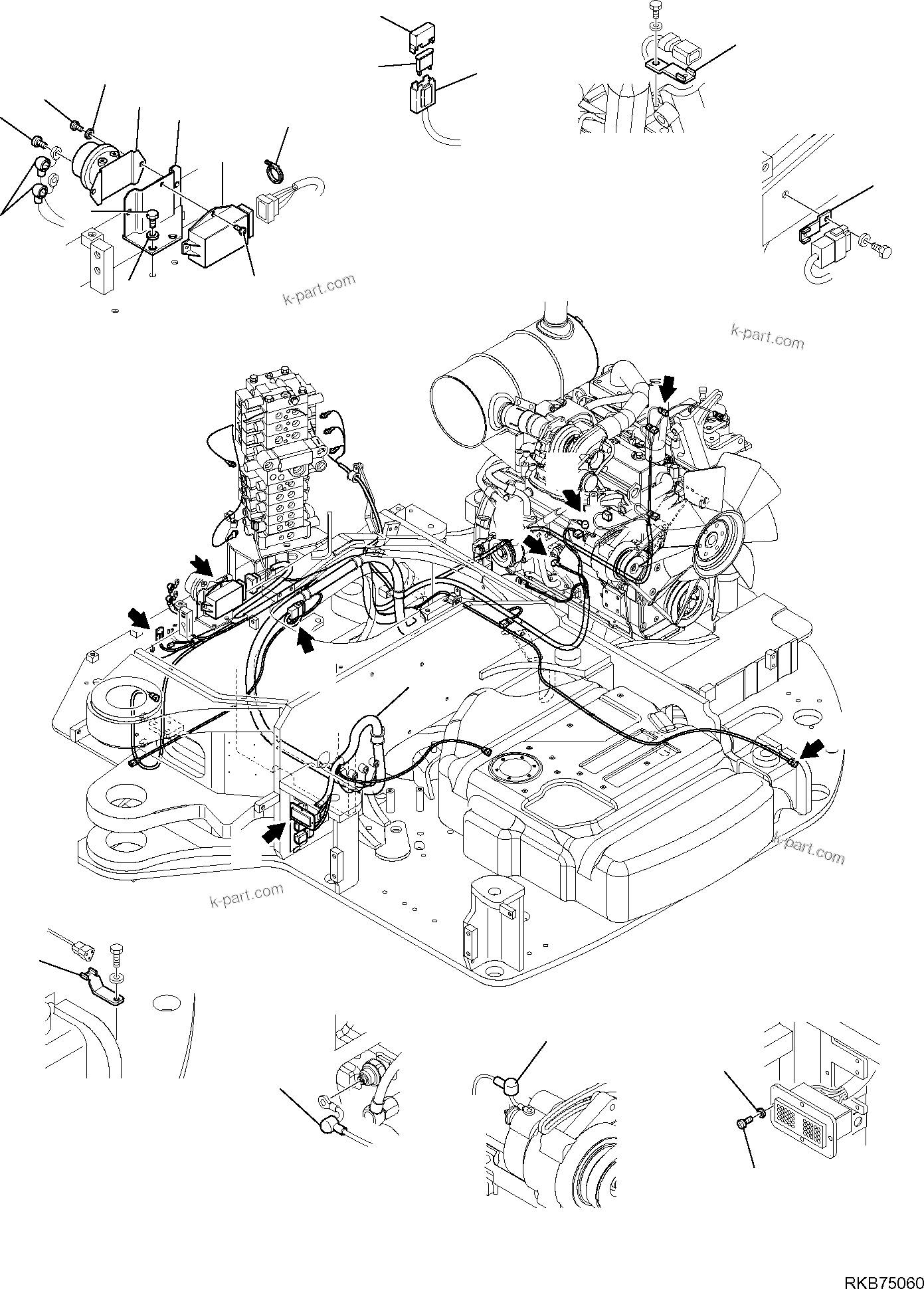 Komatsu parts book diagram for PC88MR-6 S/N F00003 AND UP: ELECTRICAL SYSTEM (FRAME LINE) (1/4)