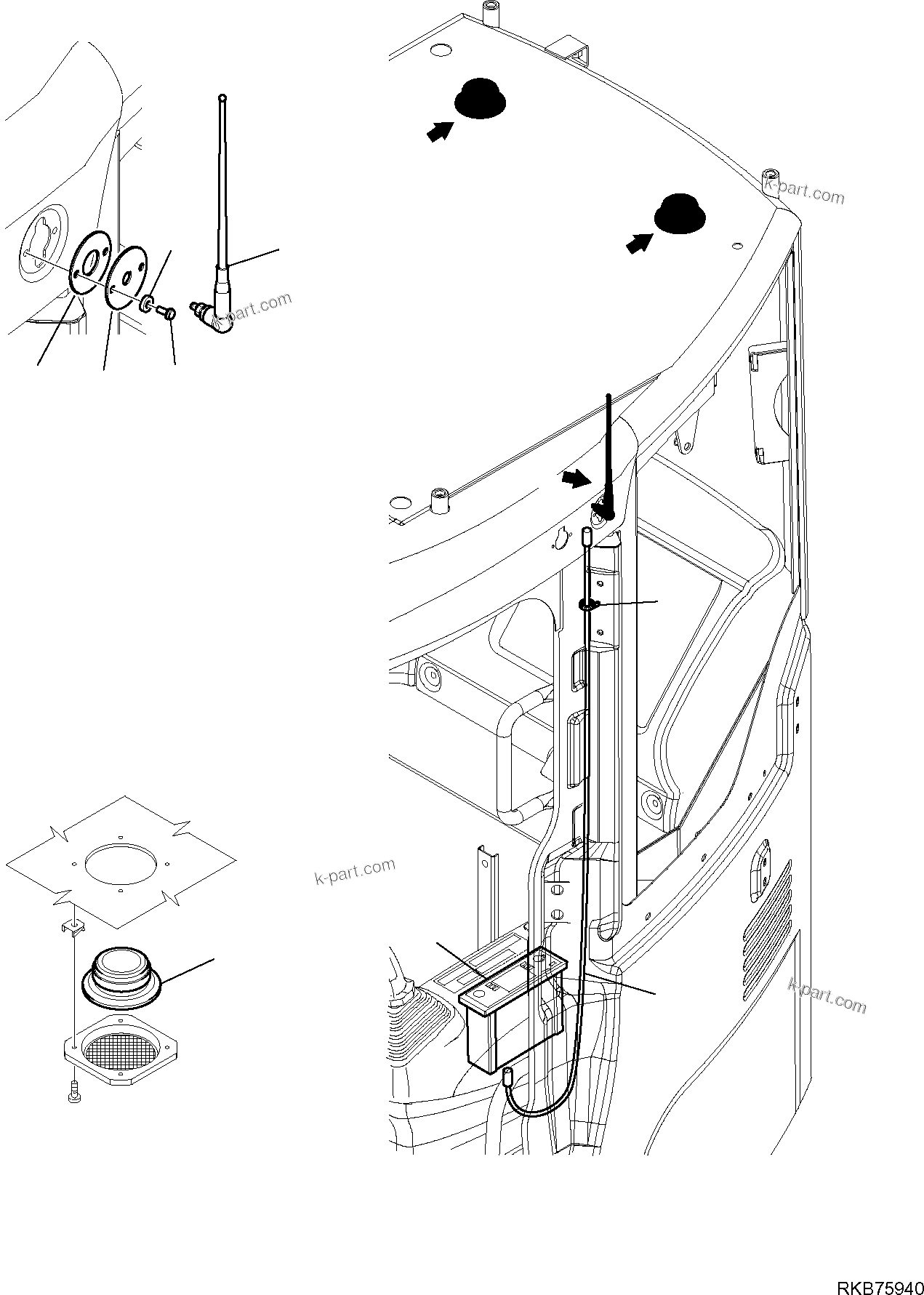 Komatsu parts book diagram for PC88MR-6 S/N F00003 AND UP: ELECTRICAL SYSTEM (RADIO)