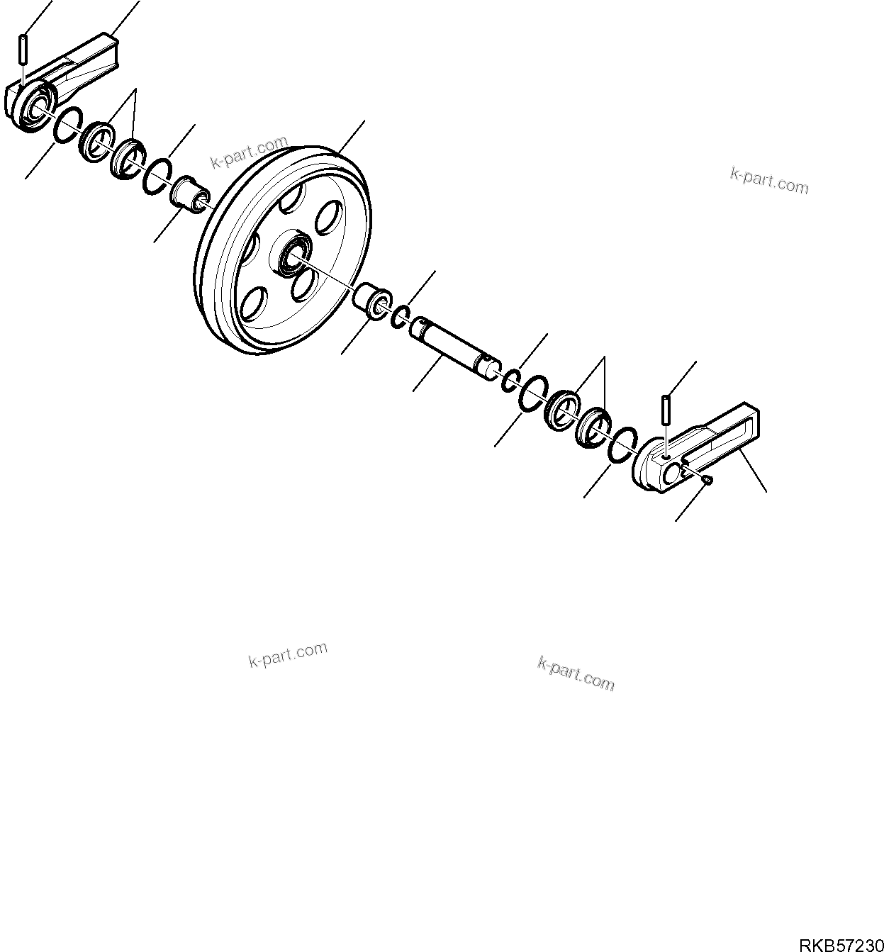 Komatsu parts book diagram for PC88MR-6 S/N F00003 AND UP: FRONT IDLER