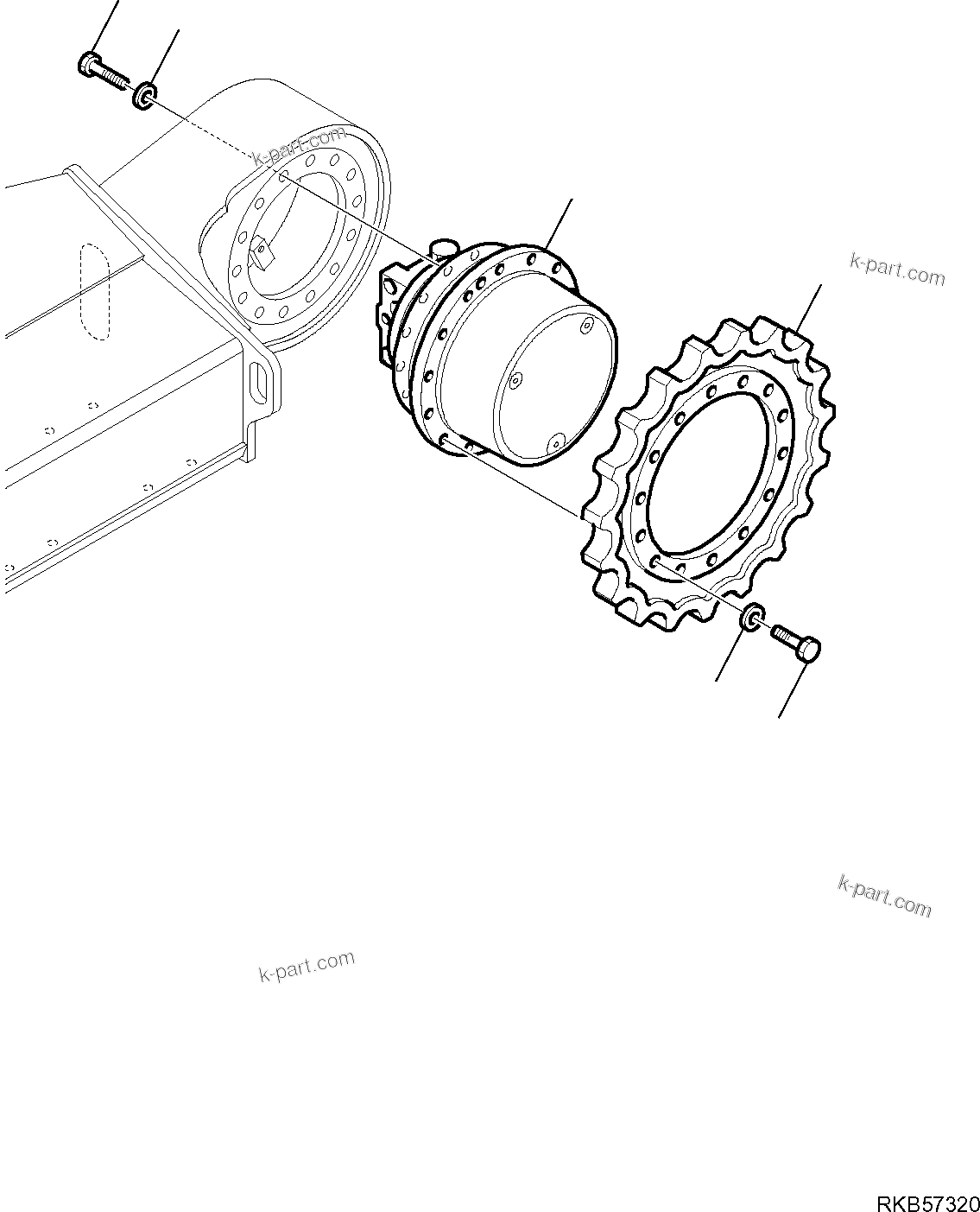 Komatsu parts book diagram for PC88MR-6 S/N F00003 AND UP: SPROCKET