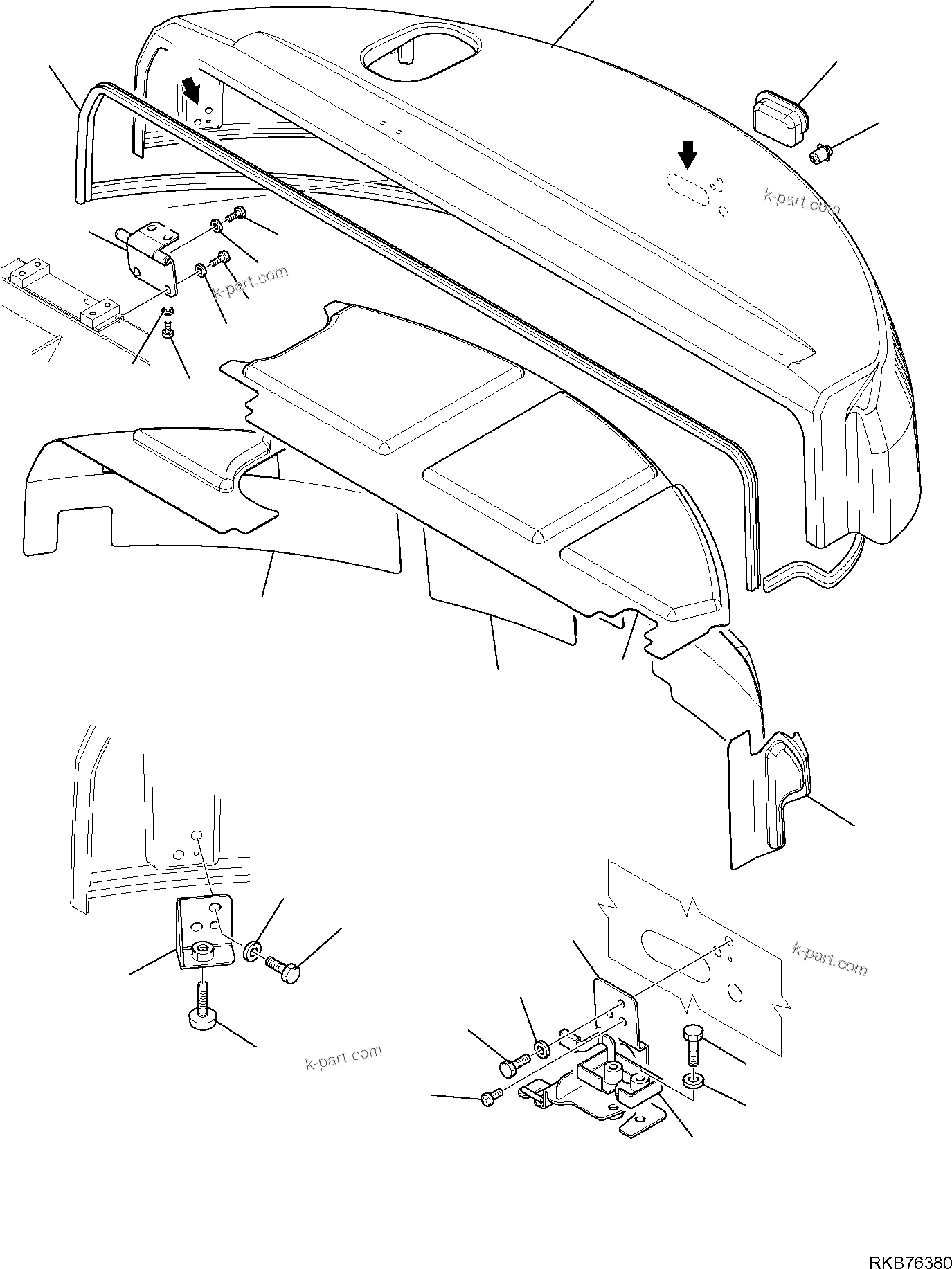 Komatsu parts book diagram for PC88MR-6 S/N F00003 AND UP: ENGINE SIDE COVERS (1/2)