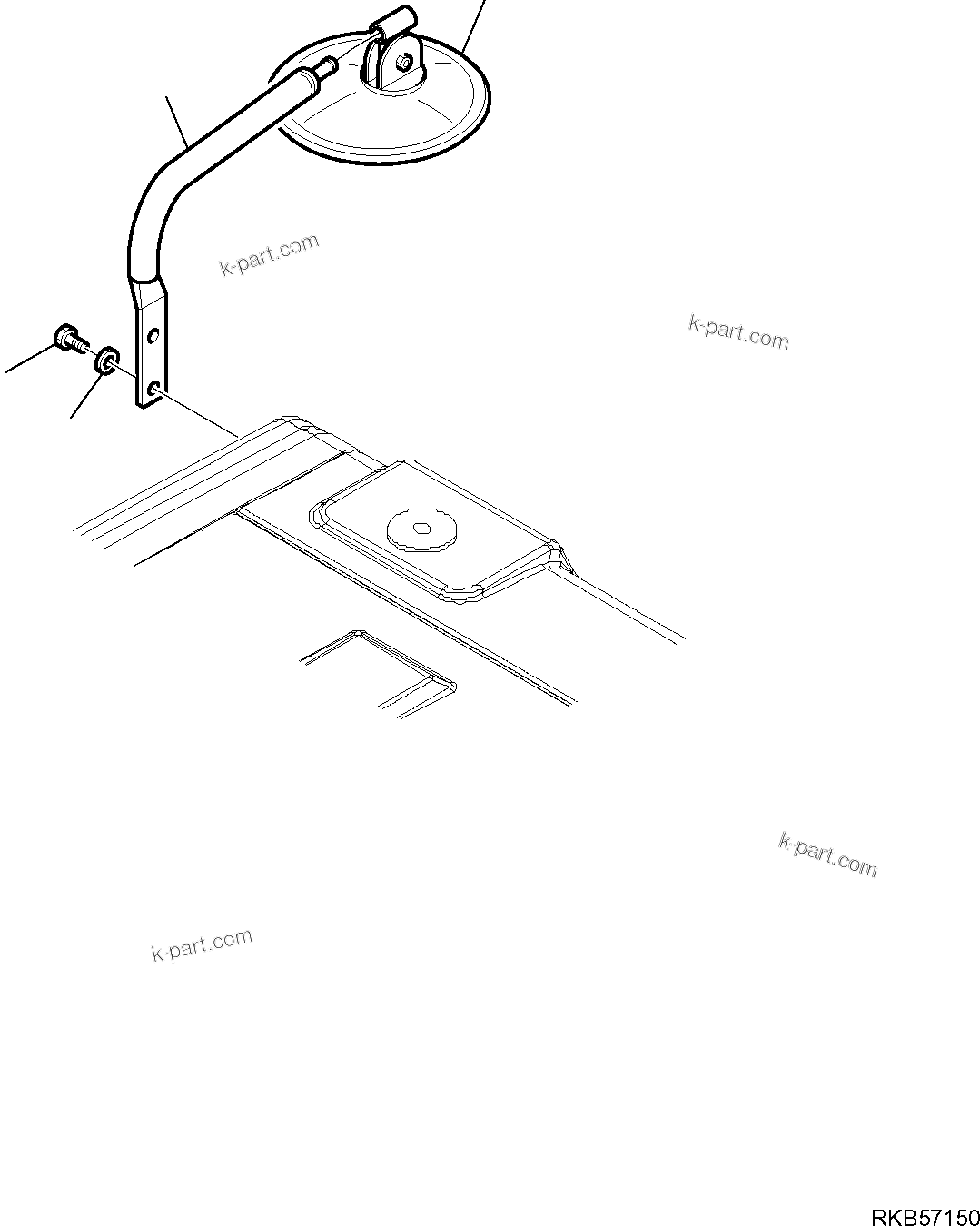 Komatsu parts book diagram for PC88MR-6 S/N F00003 AND UP: REAR VIEW MIRROR