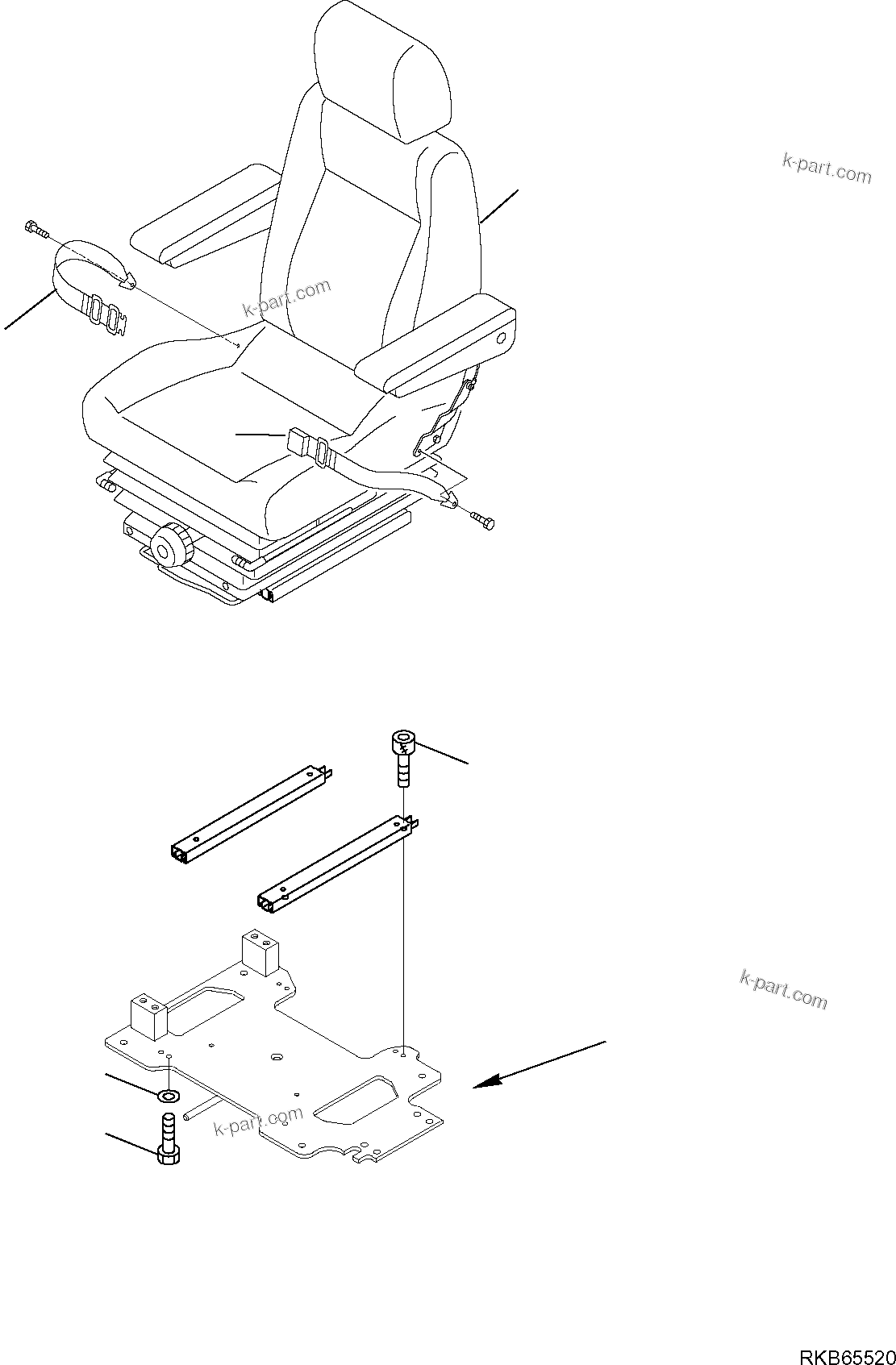 Komatsu parts book diagram for PC88MR-6 S/N F00003 AND UP: OPERATOR'S SEAT (2/3)